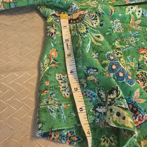 Talbots Green Floral Linen Blend Shorts Women’s Size 4 High Rise Summer - Picture 9 of 10